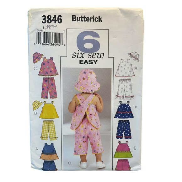 Butterick 3846 Infants Top Shorts Pants Hat Size L XL Easy Sewing - Picture 1 of 2